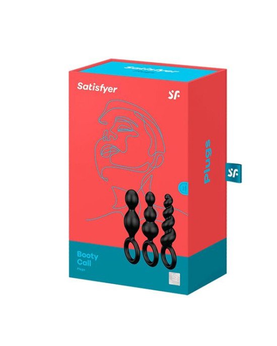 Набір анальних іграшок Satisfyer Plug black (set of 3) - Booty Call, макс. діаметр 3 см Набір анальних іграшок Satisfyer Plug black (set of 3) - Booty Call, макс. діаметр 3 см