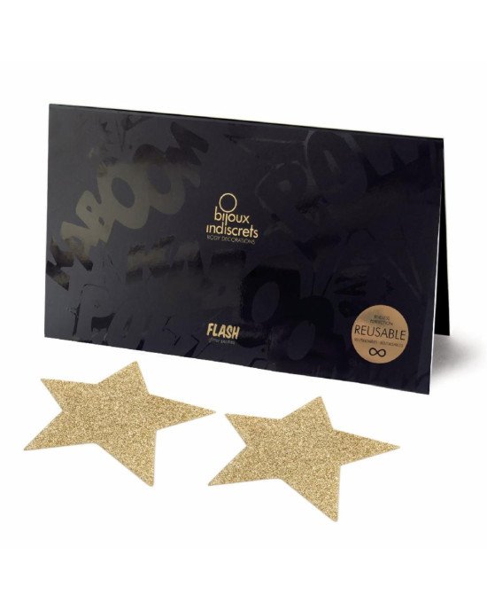 Пестіс - стикини Bijoux Indiscrets - Flash Star Gold, наклейки на соски Пестіс - стикини Bijoux Indiscrets - Flash Star Gold, наклейки на соски