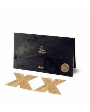 Пестіс - стикини Bijoux Indiscrets - Flash Cross Gold, наклейки на соски