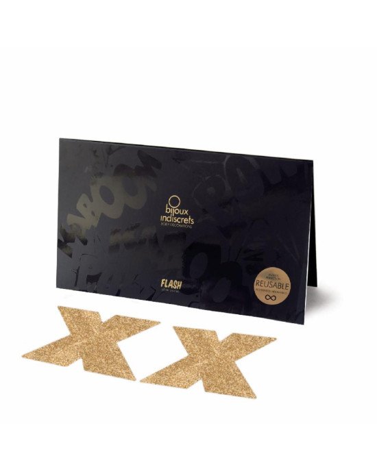 Пестіс - стикини Bijoux Indiscrets - Flash Cross Gold, наклейки на соски Пестіс - стикини Bijoux Indiscrets - Flash Cross Gold, наклейки на соски