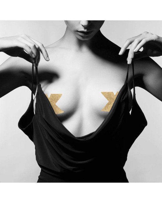 Пестіс - стикини Bijoux Indiscrets - Flash Cross Gold, наклейки на соски Пестіс - стикини Bijoux Indiscrets - Flash Cross Gold, наклейки на соски