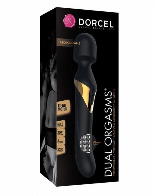 Вібромасажер 2в1 Dorcel Dual Orgasms Gold класичний масажер і вібратор з перлинним масажем Вібромасажер 2в1 Dorcel Dual Orgasms Gold класичний масажер і вібратор з перлинним масажем