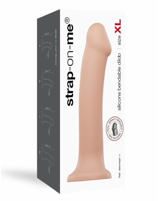 Насадка для страпону Strap-On-Me Dual Density Dildo Flesh XL, діаметр 4,5 см, двошарова, гнучка Насадка для страпону Strap-On-Me Dual Density Dildo Flesh XL, діаметр 4,5 см, двошарова, гнучка