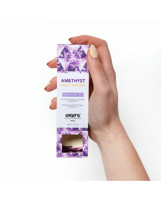 Масажна олія EXSENS Amethyst Sweet Almond (розслаблювальна, з аметистом) 100мл, натуральна