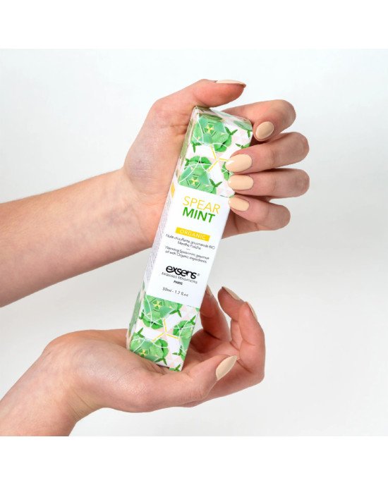 Масажна олія EXSENS Organic Spear Mint 50мл розігріває, без цукру, без парабенів, їстівна