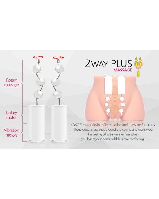 Мастурбатор полуторс Kokos Cherry 2WayPlus з функцією масажу та вібрацією з вібрацією і масажем, два входи: вагіна і попка Мастурбатор полуторс Kokos Cherry 2WayPlus з функцією масажу та вібрацією з вібрацією і масажем, два входи: вагіна і попка