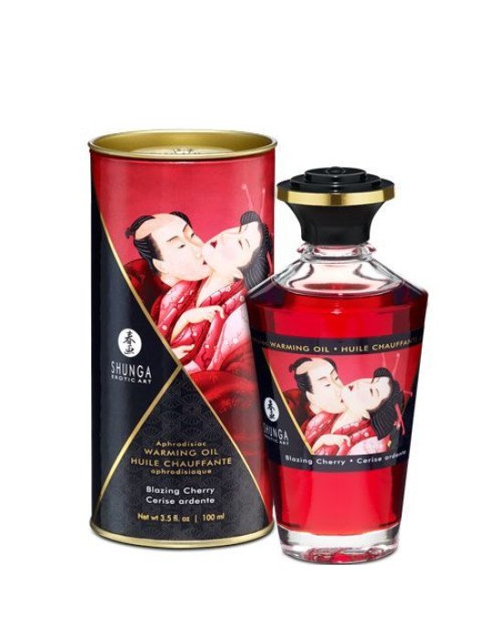 Розігрівальна олія Shunga Aphrodisiac Warming Oil – Blazing Cherry (100 мл) без цукру, смачна Розігрівальна олія Shunga Aphrodisiac Warming Oil – Blazing Cherry (100 мл) без цукру, смачна