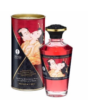 Розігрівальна олія Shunga Aphrodisiac Warming Oil – Sparkling Strawberry Wine (100 мл) без цукру