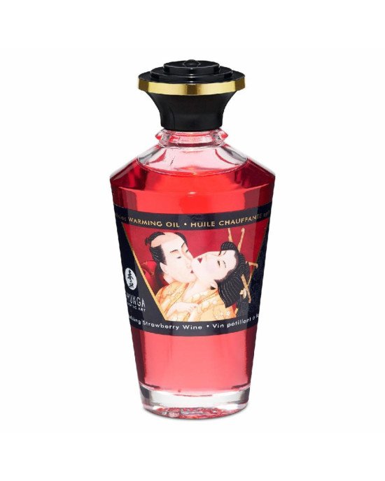 Розігрівальна олія Shunga Aphrodisiac Warming Oil – Sparkling Strawberry Wine (100 мл) без цукру Розігрівальна олія Shunga Aphrodisiac Warming Oil – Sparkling Strawberry Wine (100 мл) без цукру