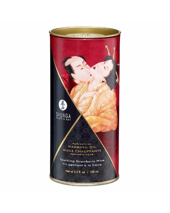 Розігрівальна олія Shunga Aphrodisiac Warming Oil – Sparkling Strawberry Wine (100 мл) без цукру Розігрівальна олія Shunga Aphrodisiac Warming Oil – Sparkling Strawberry Wine (100 мл) без цукру