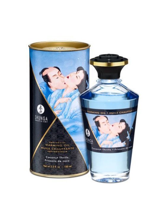 Розігрівальна олія Shunga Aphrodisiac Warming Oil – Coconut Thrills (100 мл) без цукру, смачна Розігрівальна олія Shunga Aphrodisiac Warming Oil – Coconut Thrills (100 мл) без цукру, смачна