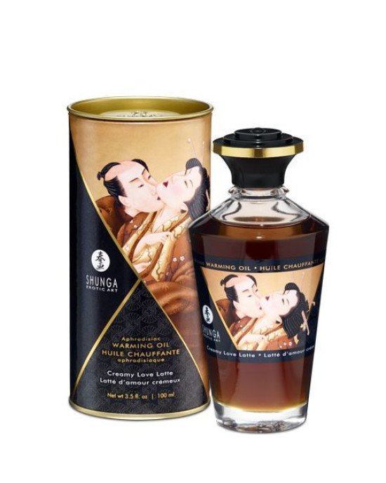Розігрівальна олія Shunga Aphrodisiac Warming Oil – Creamy Love Latte (100 мл) без цукру, смачна Розігрівальна олія Shunga Aphrodisiac Warming Oil – Creamy Love Latte (100 мл) без цукру, смачна