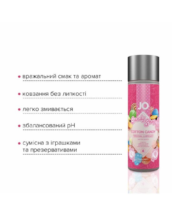 Лубрикант на водній основі System JO H2O — Candy Shop — Cotton Candy (60 мл) без цукру та парабенів Лубрикант на водній основі System JO H2O — Candy Shop — Cotton Candy (60 мл) без цукру та парабенів
