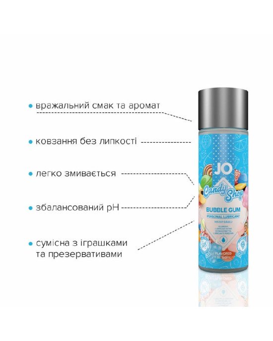Лубрикант на водній основі System JO H2O — Candy Shop — Bubblegum (60 мл) без цукру та парабенів Лубрикант на водній основі System JO H2O — Candy Shop — Bubblegum (60 мл) без цукру та парабенів