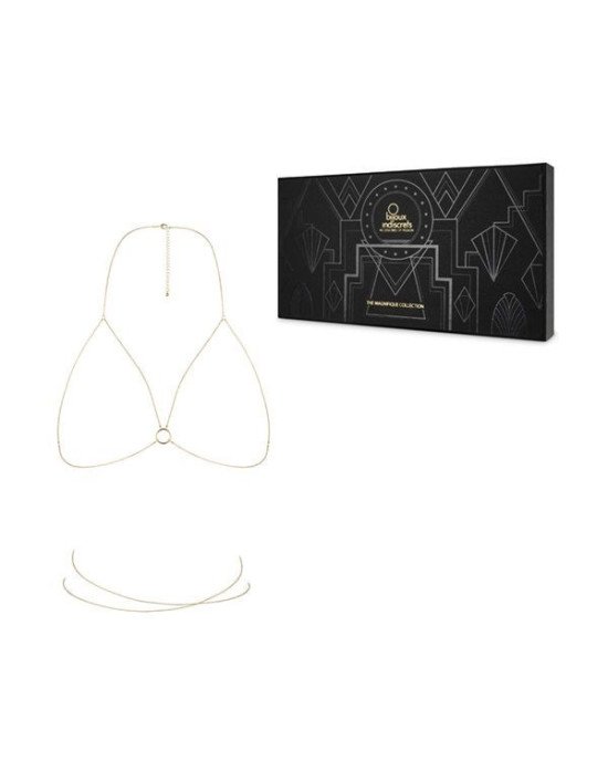 Ланцюжок портупея Bijoux Indiscrets Magnifique Bra Chain - Gold, прикраса на тіло