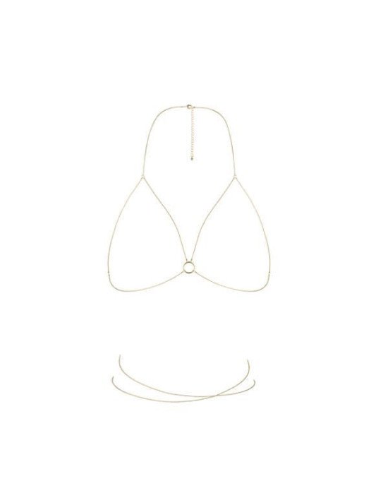 Ланцюжок портупея Bijoux Indiscrets Magnifique Bra Chain - Gold, прикраса на тіло