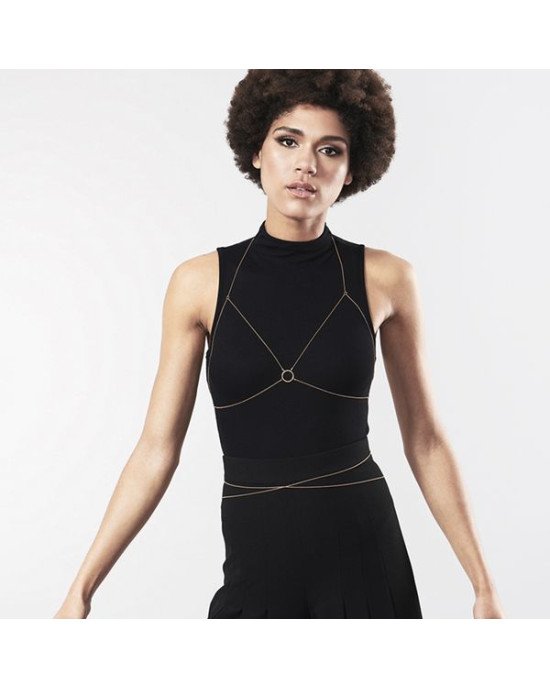 Ланцюжок портупея Bijoux Indiscrets Magnifique Bra Chain - Gold, прикраса на тіло