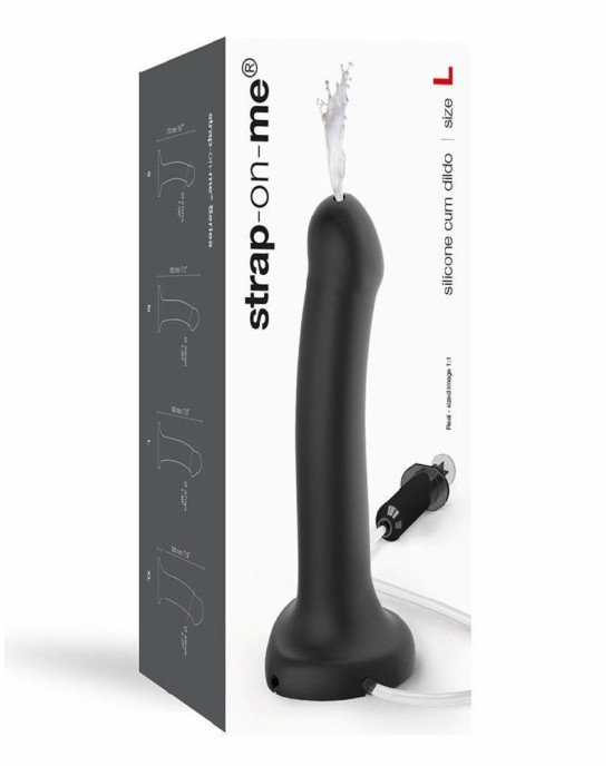 Фалоімітатор, що кінчає Strap-On-Me Dildo Cum Black, діаметр 3,6 см, силікон, насадка для страпону Фалоімітатор, що кінчає Strap-On-Me Dildo Cum Black, діаметр 3,6 см, силікон, насадка для страпону