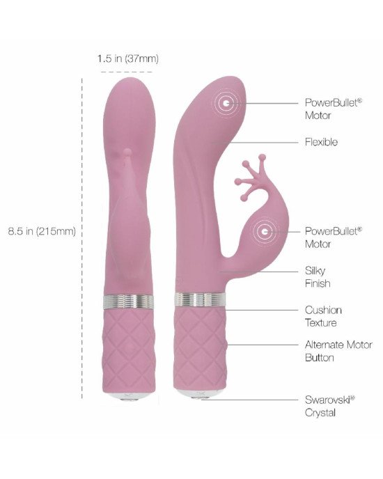 Розкішний вібратор-кролик Pillow Talk - Kinky Pink з кристалом Сваровські, потужний Розкішний вібратор-кролик Pillow Talk - Kinky Pink з кристалом Сваровські, потужний