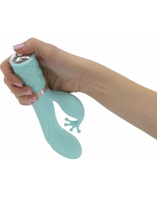 Розкішний вібратор-кролик Pillow Talk - Kinky Teal з кристалом Сваровські, потужний Розкішний вібратор-кролик Pillow Talk - Kinky Teal з кристалом Сваровські, потужний
