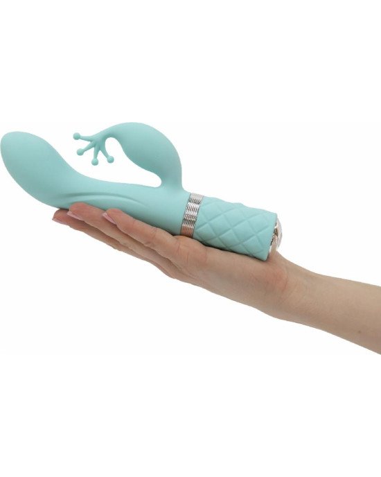 Розкішний вібратор-кролик Pillow Talk - Kinky Teal з кристалом Сваровські, потужний Розкішний вібратор-кролик Pillow Talk - Kinky Teal з кристалом Сваровські, потужний