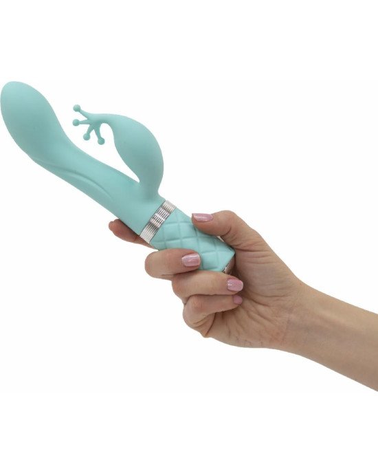 Розкішний вібратор-кролик Pillow Talk - Kinky Teal з кристалом Сваровські, потужний Розкішний вібратор-кролик Pillow Talk - Kinky Teal з кристалом Сваровські, потужний