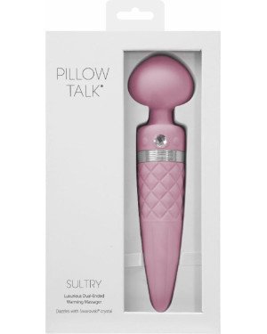 Вібромасажер 2-в-1 PILLOW TALK - Sultry Pink, класичний масажер і вібратор з ротацією, підігрів