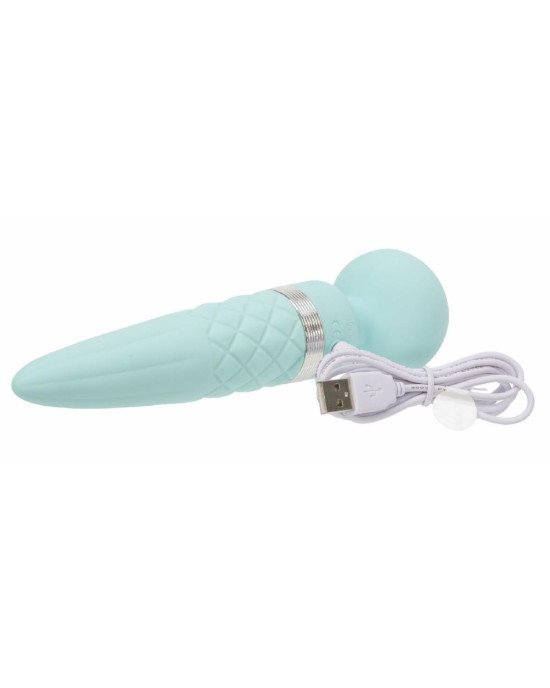 Вібромасажер 2в1 PILLOW TALK - Sultry Teal, класичний масажер і вібратор з ротацією, підігрів Вібромасажер 2в1 PILLOW TALK - Sultry Teal, класичний масажер і вібратор з ротацією, підігрів