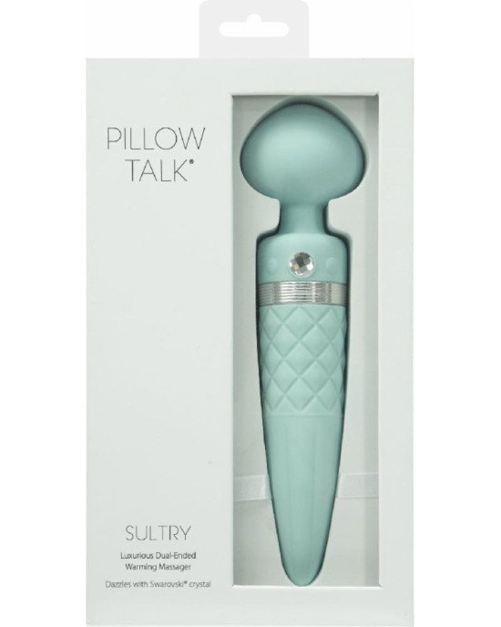 Вібромасажер 2в1 PILLOW TALK - Sultry Teal, класичний масажер і вібратор з ротацією, підігрів Вібромасажер 2в1 PILLOW TALK - Sultry Teal, класичний масажер і вібратор з ротацією, підігрів