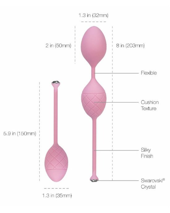 Розкішні вагінальні кульки PILLOW TALK - Frisky Pink з кристалом, діаметр 3,2 см, вага 49-75гр Розкішні вагінальні кульки PILLOW TALK - Frisky Pink з кристалом, діаметр 3,2 см, вага 49-75гр