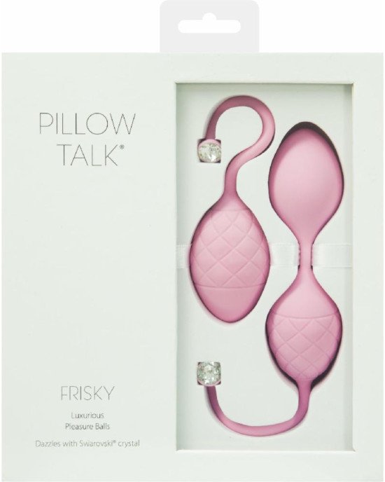 Розкішні вагінальні кульки PILLOW TALK - Frisky Pink з кристалом, діаметр 3,2 см, вага 49-75гр Розкішні вагінальні кульки PILLOW TALK - Frisky Pink з кристалом, діаметр 3,2 см, вага 49-75гр