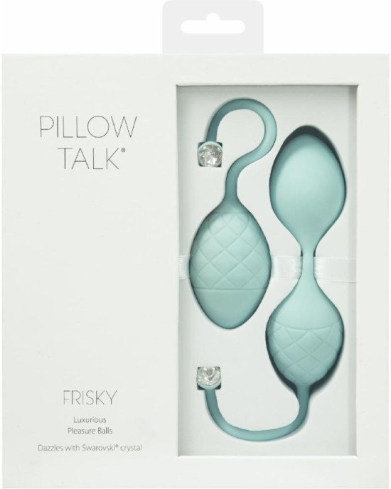 Розкішні вагінальні кульки PILLOW TALK - Frisky Teal з кристалом, діаметр 3,2 см, вага 49-75 гр Розкішні вагінальні кульки PILLOW TALK - Frisky Teal з кристалом, діаметр 3,2 см, вага 49-75 гр
