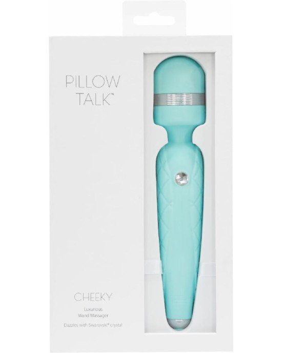 Розкішний вібромасажер PILLOW TALK - Cheeky Teal з кристалом Swarovsky, плавне підвищення потужності Розкішний вібромасажер PILLOW TALK - Cheeky Teal з кристалом Swarovsky, плавне підвищення потужності