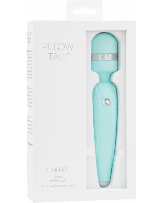 Розкішний вібромасажер PILLOW TALK - Cheeky Teal з кристалом Swarovsky, плавне підвищення потужності Розкішний вібромасажер PILLOW TALK - Cheeky Teal з кристалом Swarovsky, плавне підвищення потужності