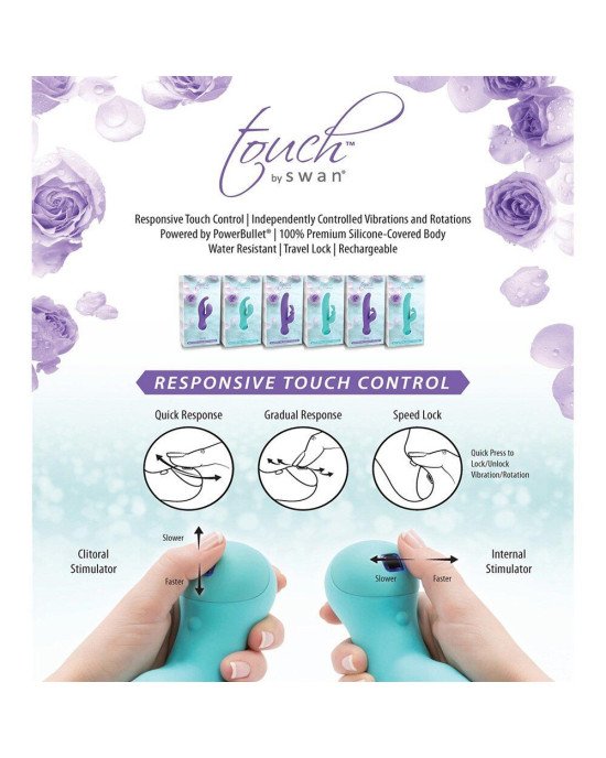 Вібратор-кролик з сенсорним управлінням Touch by SWAN - Solo Purple, глибока вібрація, для точки G Вібратор-кролик з сенсорним управлінням Touch by SWAN - Solo Purple, глибока вібрація, для точки G