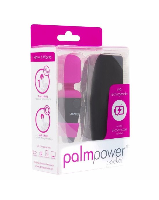 Міні вібромасажер PalmPower Pocket з чохлом на блискавці, водостійкий, перезаряджається, довжина 9 с Міні вібромасажер PalmPower Pocket з чохлом на блискавці, водостійкий, перезаряджається, довжина 9 с