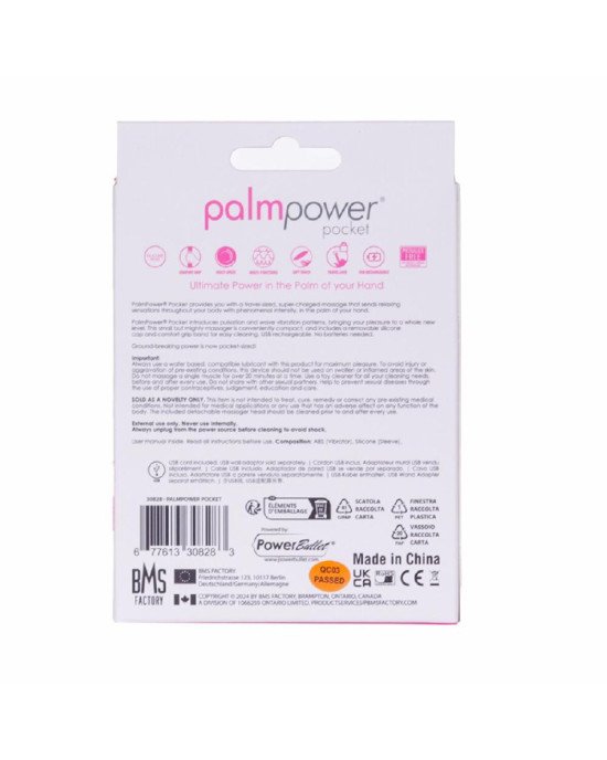 Міні вібромасажер PalmPower Pocket з чохлом на блискавці, водостійкий, перезаряджається, довжина 9 с Міні вібромасажер PalmPower Pocket з чохлом на блискавці, водостійкий, перезаряджається, довжина 9 с