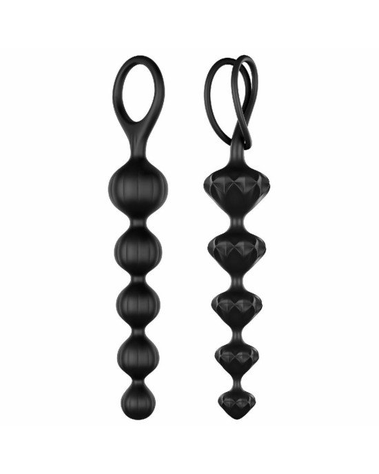 Набір анальних намистин Satisfyer Beads Black, силікон, макс. діаметр 3,3 см та 3,5 см Набір анальних намистин Satisfyer Beads Black, силікон, макс. діаметр 3,3 см та 3,5 см