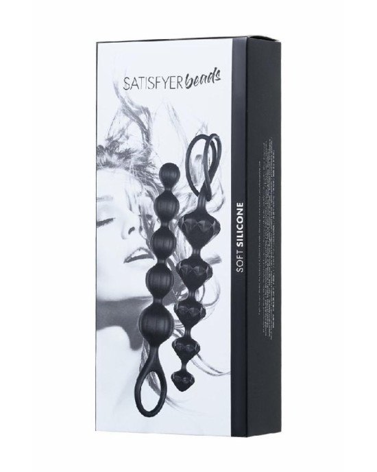 Набір анальних намистин Satisfyer Beads Black, силікон, макс. діаметр 3,3 см та 3,5 см Набір анальних намистин Satisfyer Beads Black, силікон, макс. діаметр 3,3 см та 3,5 см