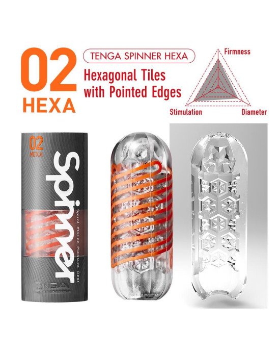 Мастурбатор Tenga Spinner 02 Hexa з пружною стимулювальною спіраллю всередині, стандартна спіраль