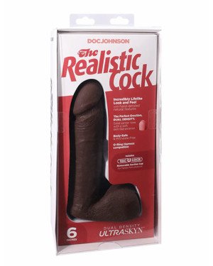 Фалоімітатор Doc Johnson The Realistic Cock 6 inch Black - ULTRASKYN, Vac-U-Lock, діаметр 4,3 см