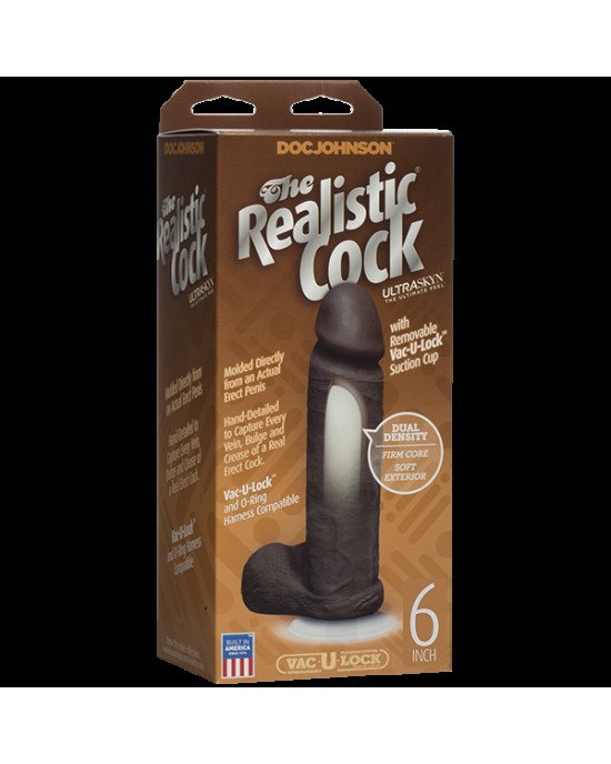 Фалоімітатор Doc Johnson The Realistic Cock 6 inch Black - ULTRASKYN, Vac-U-Lock, діаметр 4,3 см Фалоімітатор Doc Johnson The Realistic Cock 6 inch Black - ULTRASKYN, Vac-U-Lock, діаметр 4,3 см