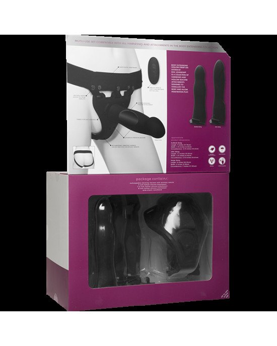 Набір для страпона з вібрацією Doc Johnson Body Extensions - BE Naughty - Black Набір для страпона з вібрацією Doc Johnson Body Extensions - BE Naughty - Black