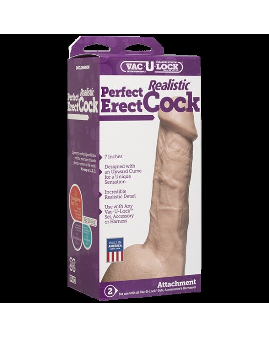 Фалоімітатор Doc Johnson - 7 Inch Perfect Erect Cock, діаметр 3,8см, велика голівка, Vac-U-Lock Фалоімітатор Doc Johnson - 7 Inch Perfect Erect Cock, діаметр 3,8см, велика голівка, Vac-U-Lock