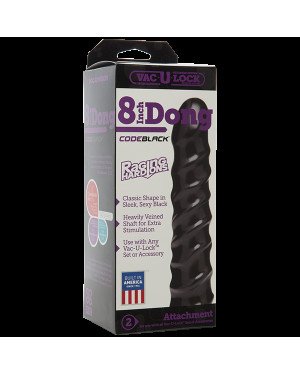 Ділдо Doc Johnson CodeBlack - 8 Inch Raging Vac-U-Lock із стимулюючим рельєфом, діаметр 3,8 см