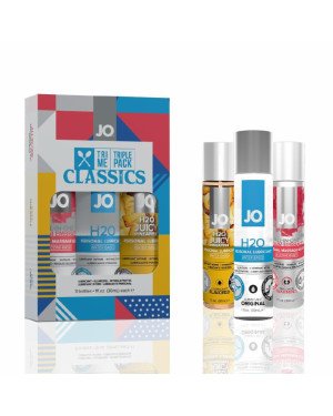 Набір System JO Tri-Me Triple Pack — Classics (3×30 мл) водна, силіконова та смакова змазка