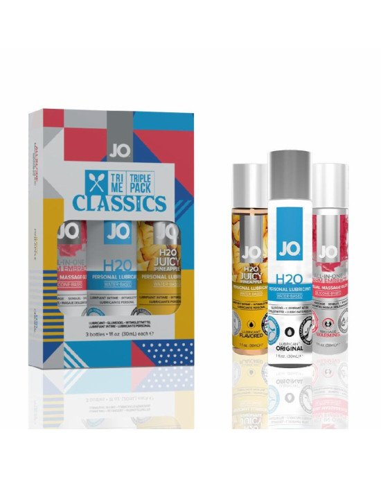 Набір System JO Tri-Me Triple Pack — Classics (3×30 мл) водна, силіконова та смакова змазка Набір System JO Tri-Me Triple Pack — Classics (3×30 мл) водна, силіконова та смакова змазка