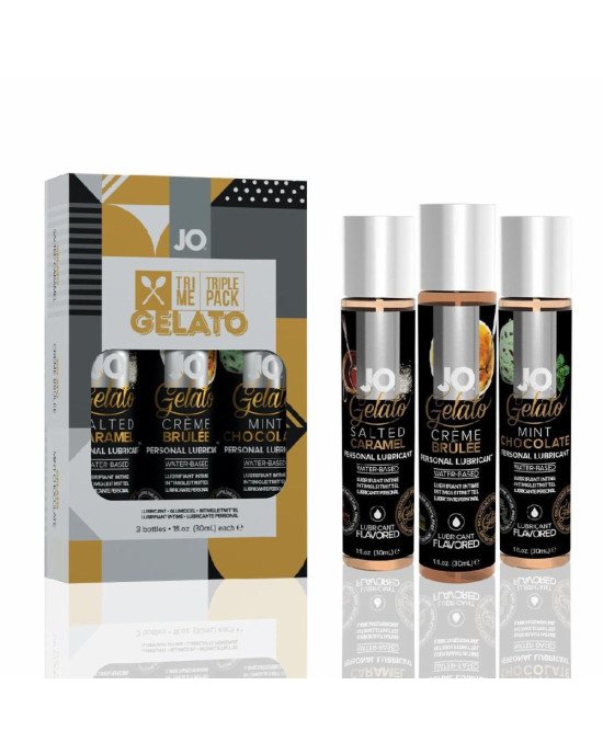 Набір System JO Tri-Me Triple Pack — Gelato (3×30 мл) три різні смаки серії Джелато Набір System JO Tri-Me Triple Pack — Gelato (3×30 мл) три різні смаки серії Джелато