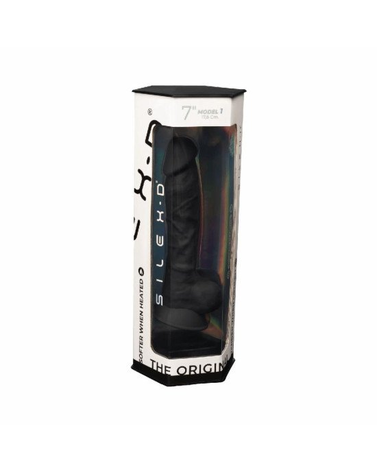 Фалоімітатор SilexD Johnny Black (MODEL 1 size 7in), двошаровий, силікон + Silexpan, діаметр 3,8см
