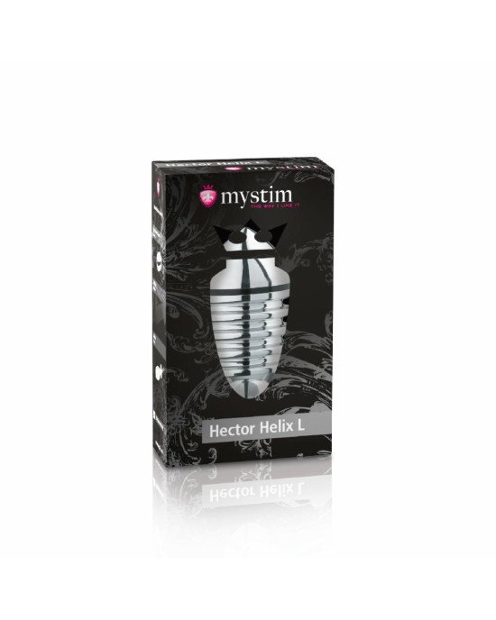 Металева анальна пробка Mystim Hector Helix L для електростимулятора, діаметр 5 см